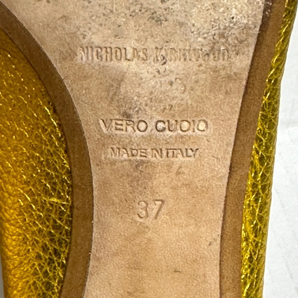 NICHOLAS KIRKWOOD | Beya Gold Leather Pointed Toe Flat Loafer Shoe Lux